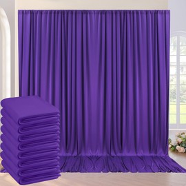 40ft×10ft Wrinkle Free Dark Purple Backdrop Curtain for Party, 8 Panels 5ft×10ft Soft Silky Polyester Purple Photo Backdrop Drapes for Birthday Baby Shower Wedding Mother's Day Photography