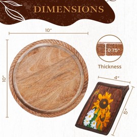 K & R Wood Trivet for hot pots and Pans | Natural Mango Wood | Wood Trivet for hot Dishes | Wooden Cutting Board Reversible | Wooden Trivet and 2 hot Pads for Kitchen | Wood Serving Board Multiuse