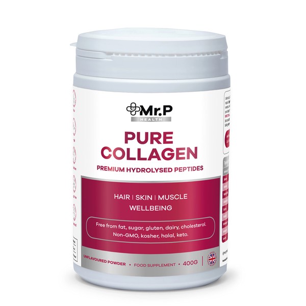 Mr.P Health Pure Collagen Peptides 400 g Types I III Dietary Supplement Tasteless Powder Gluten Free Halal Kosher Ketogenic Paleo 30 Days Supply.