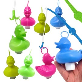 AMLI Duck Fishing, 8 x Colourful Ducklings with Eyelet and Weight, Includes 2 Fishing, Duck Fishing Game, Water, Large, Perfect for Company Parties, Nursery, Children's Birthday, Swimming Ducks for Pool and Fair
