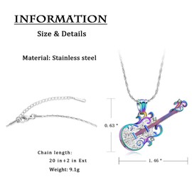constantlife Guitar Cremation Jewelry for Ashes for Women Men Stainless Steel Musical Instruments Memorial Pendant Urn Necklace Guitarist Keepsake Gift (Colorful)