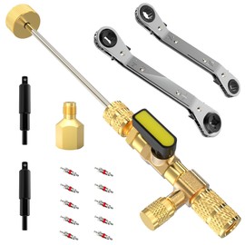 limontek Valve Core Removal Tool with HVAC Service Wrench Set, Hex Bit Adapter, 3/16", 1/4", 5/16", 3/8" Refrigeration Wrench for Air Conditioning Refrigeration Equipment