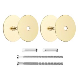 sourcing map Door Hole Cover Plate, 2" Dia Deadbolt Cover Plate Round Door Knob Hole Filler Plate Brushed Satin Nickel 1.38" Nut 3.54" Screws Gold Pack of 2