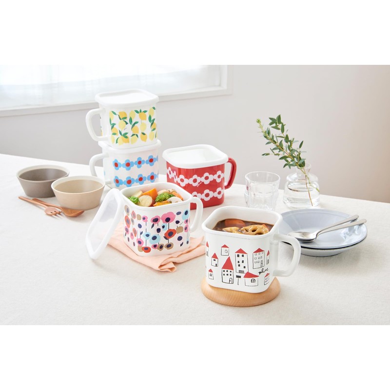 YJ-816 Plune Enameled Multi-Square Pot, Apples Size: Approx. W 7.0