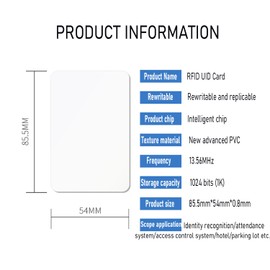 AOAMZ NFC RFID 13.56 MHz UID Card, Readable, Rewritable, Modified, Made of PVC Material, Used for 1K IC Card Non-Contact Detection White Card (50) for Access Control System