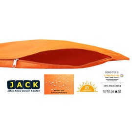JACK Set of 2 Outdoor Cushion Covers, 45 x 45 cm, Waterproof Seat Cushion, Lounge Cushion, Garden Chair, Lotus Effect, Colour: Orange
