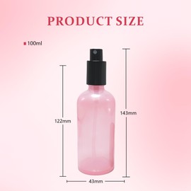 Elandy 1Pcs Pink Empty Refillable Glass Spray Bottles Cosmetic Makeup Water Perfume Fine Mist Sprayer Storage Container Vial Pot(100ml/3.4oz)