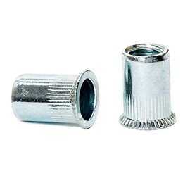 M4 x 11.5mm Countersunk Head Open End Blind Rivet Nuts Cylindrical Grooved Shank Metric AN318 Zinc Plated Steel Threaded Insert Nutsert Rivnuts (Pack of 20)