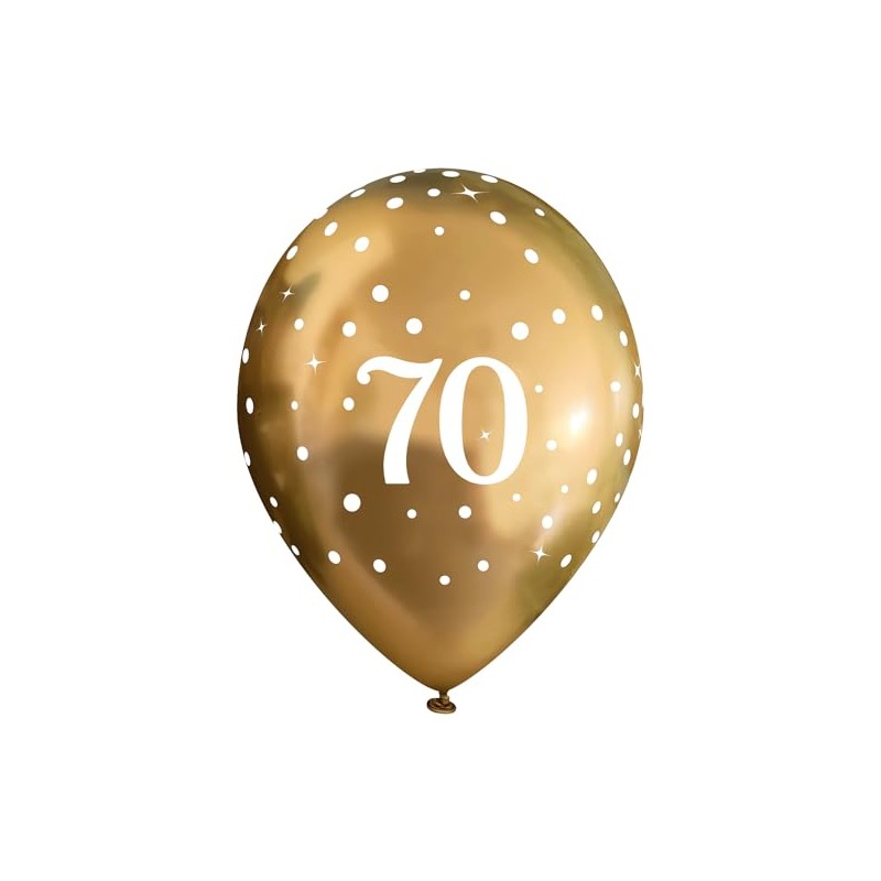 11" Latex Balloons Sparkling Fizz Gold 70th x 6pcs