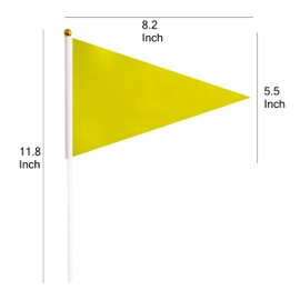 50 Pack Yellow Pennant Stick Flag, Small Mini Solid Color Hand Held DIY Blank Flag On Stick, Party Decorations,Sports Club,School,Festival Celebration (Yellow)