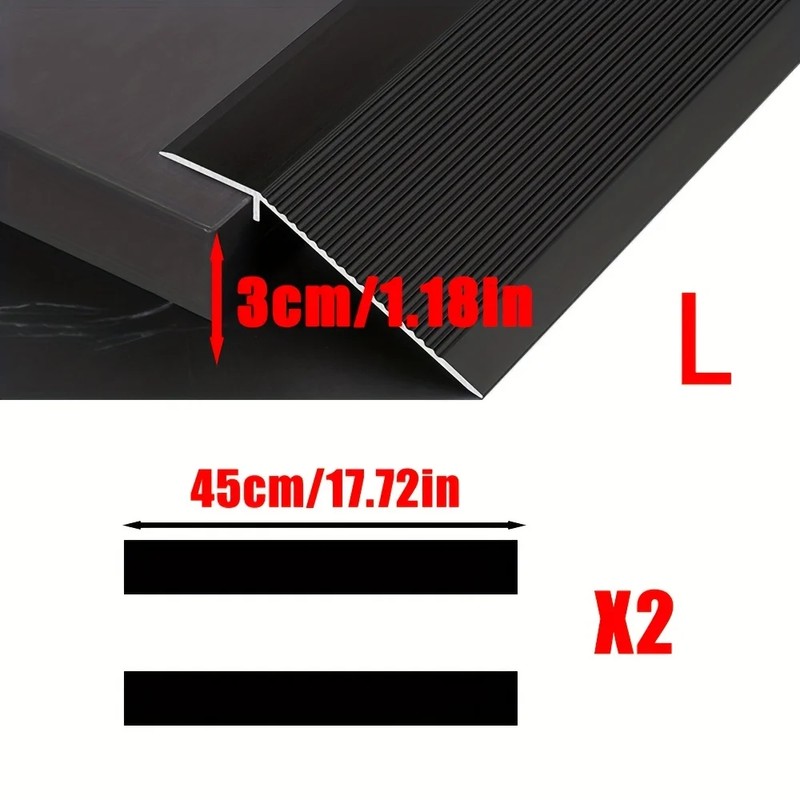17.72-Inch Modular Aluminum Ramp for Doorway Transitions – 2-Piece Anti-Slip