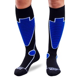 Pure Athlete Midweight Ski Socks - Warmest Winter Thermal Socks for Men Women Skiing Snowboarding Hiking Hunting (L, Black/Blue)