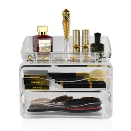 ARAD Acrylic 2-Drawer Organizer for Office Supplies or Makeup and Cosmetics