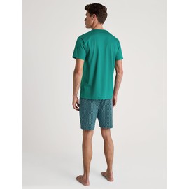 CALIDA Relax Imprint Men's Short Pyjamas, Made from 100% Cotton, Easy Care, Elastic and Dimensionally Stable, in Single Jersey, Pond Green