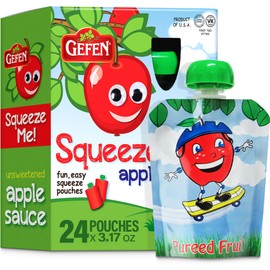 Gefen, Squeeze Me! All Natural Squeezable Applesauce, 3.17oz (12 Pack) No Sugar Added | Grab & Go | Certified Kosher (Including Passover)