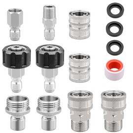 10 Pack Pressure Washer Quick Connect Fittings, Stainless Steel Pressure Washer Accessories Set, M22-14mm Swivel to 3/8" Quick Connect Kit, 3/4 Inch Quick Connect Adapter Set