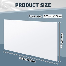 Sasylvia Hdpe Sheet, Hdpe Plastic Sheet Flexible High Density Polyethylene Cutting Board Solid Plastic Block for DIY Project for Machining Home(1/2" X 24'' X 48'',White,1 Pcs)