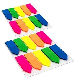 Emraw Colorful Sticky Arrow Flags Page Markers Index Tabs, 0.5" X 1.7" Neon Bright Colored Self Stick Removable Stick It Indexing Flags - Pack of 20 Pads (500 Sheets)