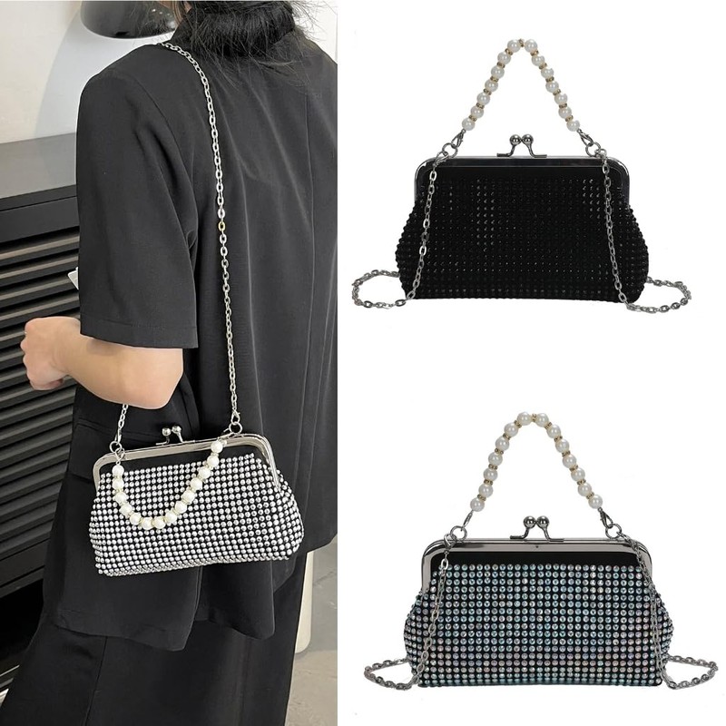 TQUXNGA Crossbody Bag, Purse, Handbag, Purse with Detachable Chain, Pearl