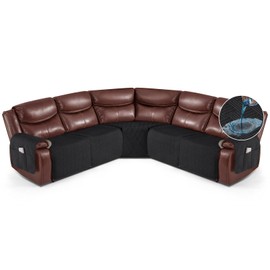 KinCam Waterproof Recliner Sectional Couch Covers, Oversized Reclining Sofa Covers for L Shape Couch, Non Slip Couch Cover for Sofa Washable Slipcover (5 Seat Recliner Cover, Black)