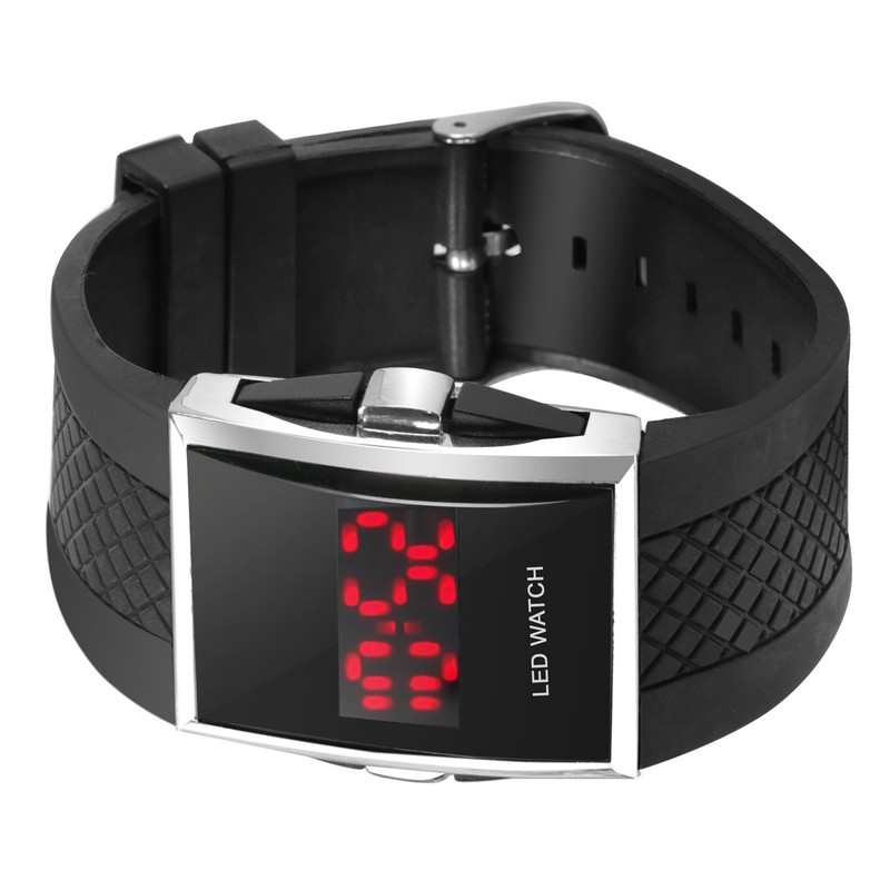 DIGIFLEX Digital Black Wristwatch - Red LED Light Sport Wrist
