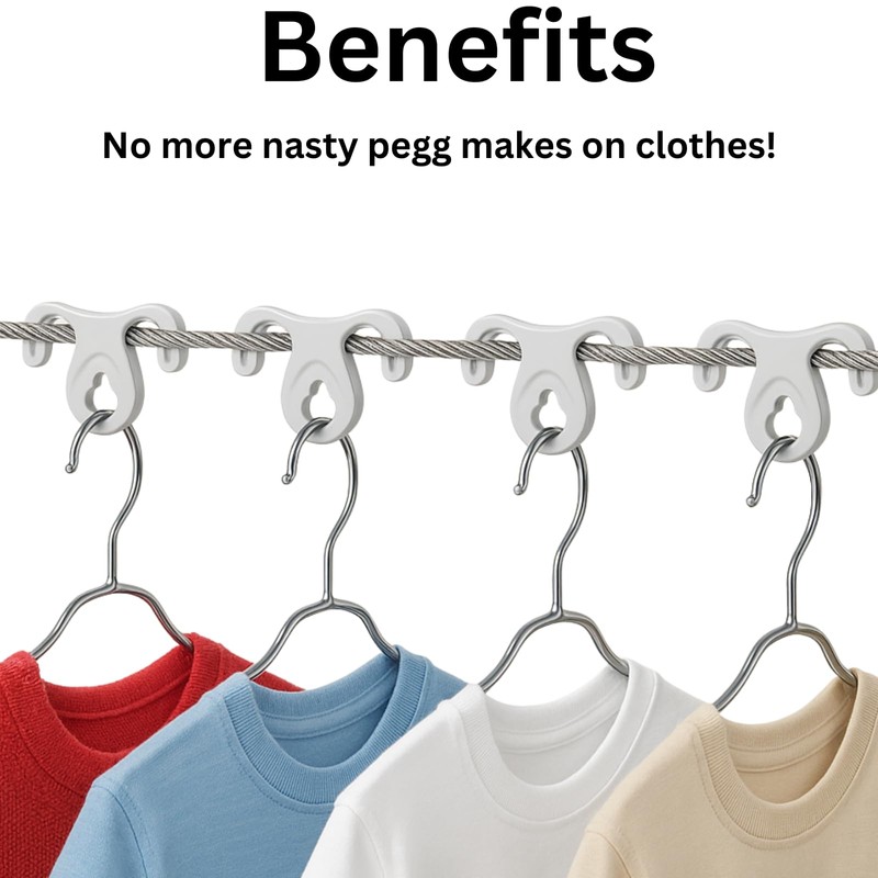 Washing Line Hanger Hooks (Pack of 40) Windproof Washing Line