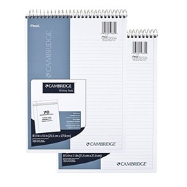 Mead Cambridge Wirebound Notebook/Notepad/Steno Book, 8.5 x 11 Inches,70 Pages, 140 Sides, 2-Pack, Stiff-Back (73403)
