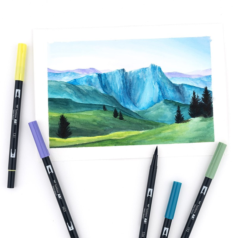 Tombow 56169 Dual Brush Pen Art Markers, Landscape, 10-Pack. Blendable,