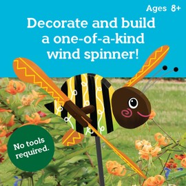 MindWare Make Your Own Bumble Bee Wind Spinner Wood Craft Kit - Build & Decorate for Ages 8 & Up
