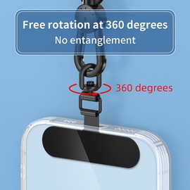 Universal Phone Tether Tabs & Metal Phone Patches - Sticky-Free Universal Phone Lanyard Patches for Cell Phone Straps. (Fashion Silver+Black)