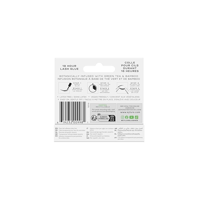 Eylure 18H Lash Glue Brush Applicator Latex Free Clear