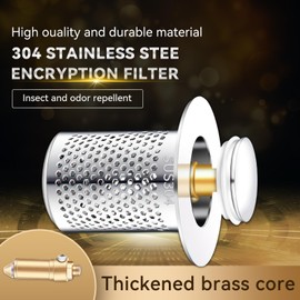 Sink Plug 2 Pieces, Drain Plug Sink 50-33 mm Drain Plug with Strainer Floor Drain Filter Made of Stainless Steel Universal Pop Up Drain Valve with Hair Strainer Sink Strainer for Countertop Washbasins