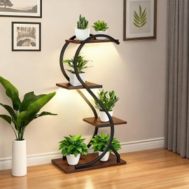 FURRIFIC Soporte para Plantas con Luz de Crecimiento 4Niveles en Forma de S