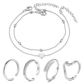 MODRSA Toe Rings for Women Toe Rings and Anklets for Women Toe Ring Adjustable Silver Toe Rings Silver