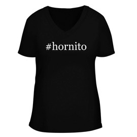 BH Cool Designs #hornito - Women's Soft & Comfortable Hashtag Deep V-Neck T-Shirt, Black, Small