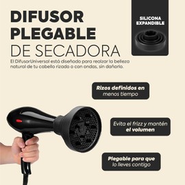Calmind Difusor Plegable de Secadora - Difusor Universal para Secadores de Pelo y Rizadores, para Rizos Perfectos, High temperature Anti-Frizz Styling Accesories 40-45 mm Color Negro