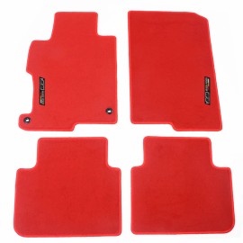 Unbranded Fit 13-17 Honda Accord Red Nylon Floor Mats Carpets Non Slip Front Rear w/ Mugen