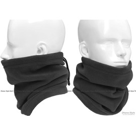 BABA-WIDE 2-Way Neck Warmer, Multi-functional, Thermal Fleece Scarf, Hat, Headband, Cold Protection, Windproof, Cap, Neck Gaiter, Survival Game, Bicycle, Bike, Outdoors, Skiing, Snowboarding (BLACK-MDF)