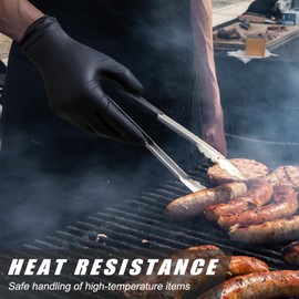 Dualshine BBQ Gloves-200 Nitrile Disposable Gloves（XL）& 6 Cotton Liners, Grilling Glove, Meat Gloves, Black Cooking, Waterproof & Heat-Resistant for Smoking, Cooking, Grilling