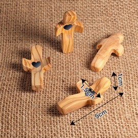 wellhouse Encouragement Gift Wooden Cross Fingertip Stress Relief Gifts Pocket Small Cross Religious Gift Handheld Wooden Cross My Heart(Olive 1pcs)