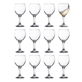Vikko Small Wine Glasses, 8.75 Ounce Wine Glass, Set of 12 Stemmed Wine Glasses for Red and White Wine, Thick and Durable Wine Glasses, Clear Glasses for Wine