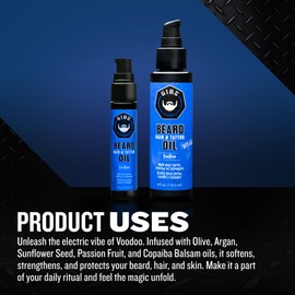 GIBS GIBS Grooming VooDoo Prince Beard, Hair & Tattoo Oil aa??a? All-Natural with Bergamot, Sandalwood & Sage Scent-Softens, Strengthens Beard & Moisturizes Skin - 4 oz