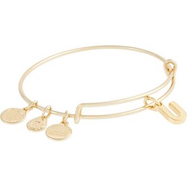 Alex and Ani Expandable Bangle for Women, Initial U Letter Charm, Shiny Gold Finish, 2 to 3.5 in