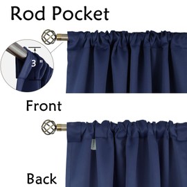 BGment Blackout Curtains for Bedroom - 38 x 40 inch Curtains Rod Pocket and Back Tab Thermal Insulated Room Darkening Curtains for Living Room, 2 Window Panels, Navy Blue