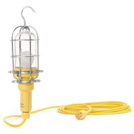 Woodhead 1203I Watertite Handlamp, Wet Location, Incandescent Bulb, Insulated Guard, #8 Gauge Zinc-Plated Steel Guard Material, Tempered Glass Globe Material, 100W Max Lamp Wattage