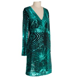 MISSCHEN Long Sleeve Sequin Dress for Women Bodycon Green 3XL
