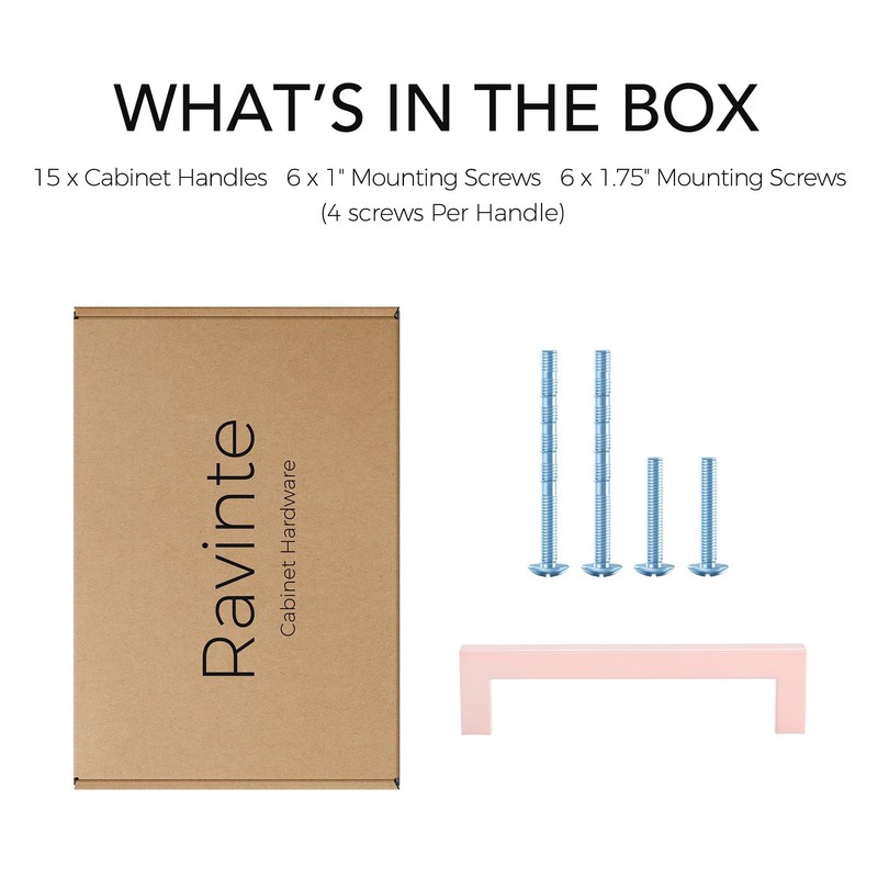 Ravinte 15 Pack 5 Inch Kitchen Square Cabinet Handles Pink