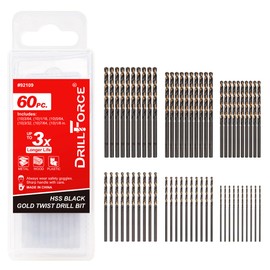 VALYRIANTOOL 60PCS Micro Drill Bits Set, HSS Black Gold Mini Drill Bit for Mild Steel, Copper, Aluminum, Zinc Alloy, Wood, and Plastic, 3/64", 1/16", 5/64", 3/32", 7/64", 1/8"