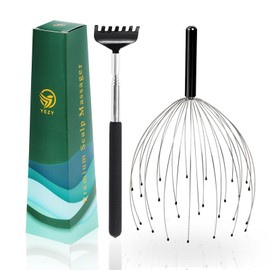 YEZY Head Massager 28 Fingers Head Scratcher Scalp Massager, Back Scratcher, Stocking Stuffers for Scalp Massage Back Massage (Black)