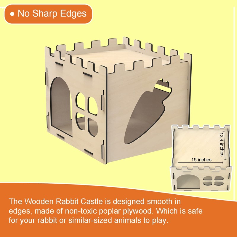 HIIMALEX Extra Large Sturdy Bunny Castle Hideout for Indoor Rabbits